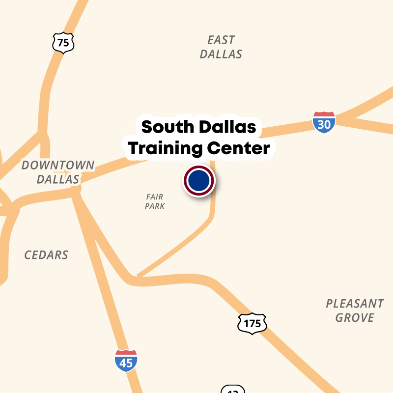 Map showing the location of South Dallas Training in South Dallas near RL Thornton Freeway and Military Parkway